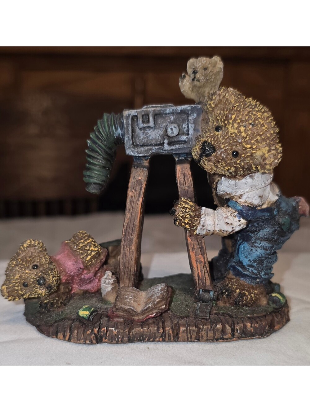 Adorable photographer‎ bear figurine
